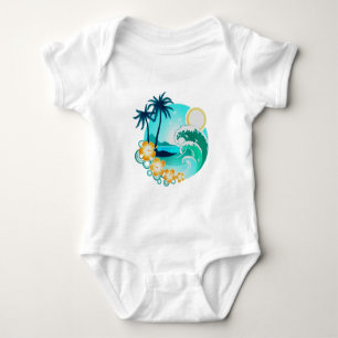 Body Para Bebê Surf TROPICAL HAWAIIAN