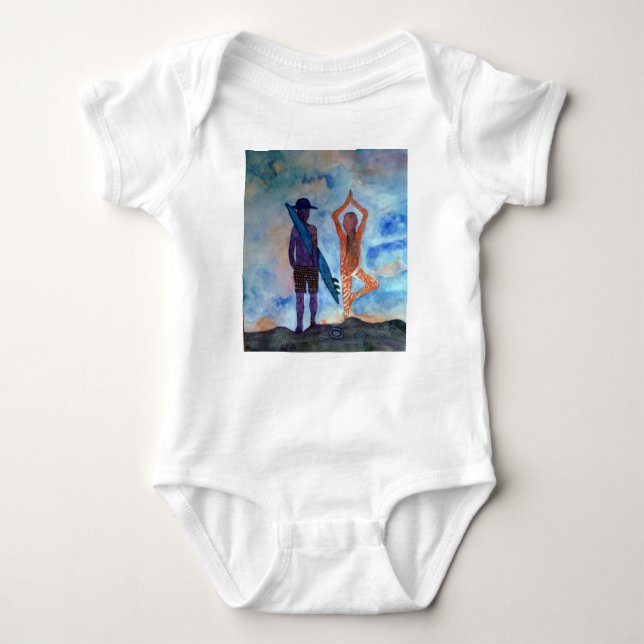 Body Para Bebê Surf Yoga Sunset Baby Jersey (Frente)