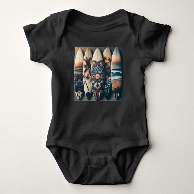 Body Para Bebê Surfboards pintadas no Havaí (Frente)