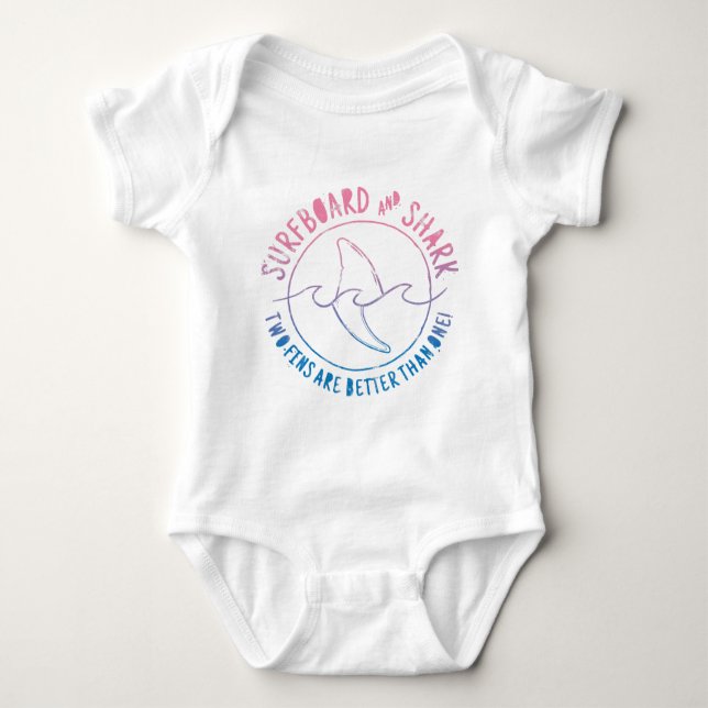 Body Para Bebê Surfe De Surfe E Tubarão Engraçado No Verão (Frente)