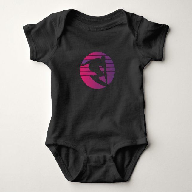 Body Para Bebê Surfer Retro Surfing Sunset (Frente)