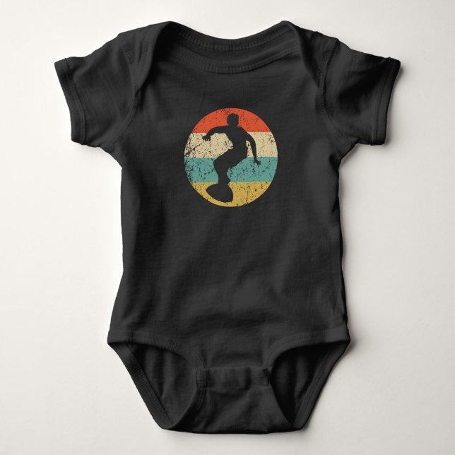 Body Para Bebê Surfer Silhout Retro Surfing (Frente)