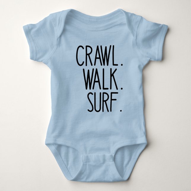 Body Para Bebê Surfing Baby, Crawl Walk Surf, Cute Surfing Lover (Frente)
