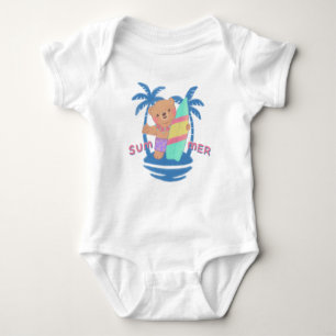 Body Para Bebê Surfista de Urso de Teddy Summer no Havaí