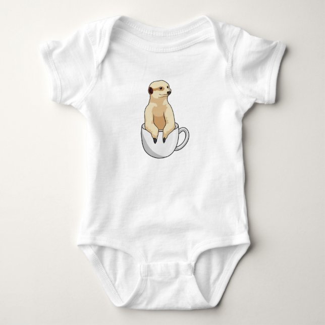 Body Para Bebê Suricata com Xícara de Café (Frente)