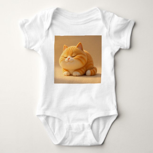 Body Para Bebê Sweet Sleeping Orange Tabby Cat – Baby Bodysuit De (Frente)