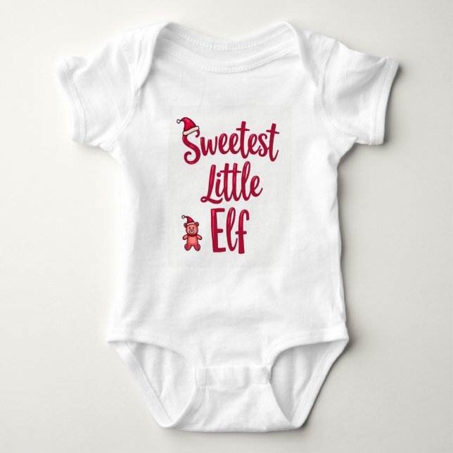 Body Para Bebê Sweetest Little Elf Christmas Shirt: (Frente)
