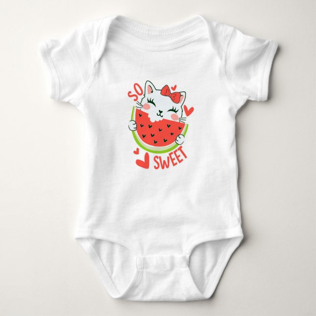 Body Para Bebê Sweetest Summer Fruit Cartoon Baby T-Shirt (Frente)