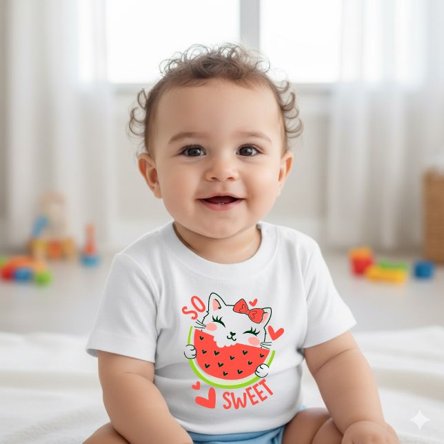 Body Para Bebê Sweetest Summer Fruit Cartoon Baby T-Shirt (Criador carregado)