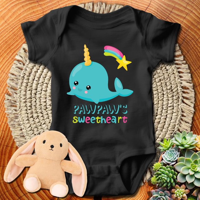 Body Para Bebê Sweetheart Kawaii Narwhal de Pawpaw (Criador carregado)