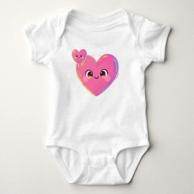 Body Para Bebê Sweetheart Vibes - Colorido Kawaii T-Shirt (Frente)