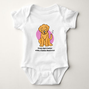 Body Para Bebê T bonito do bebê do golden retriever dos desenhos