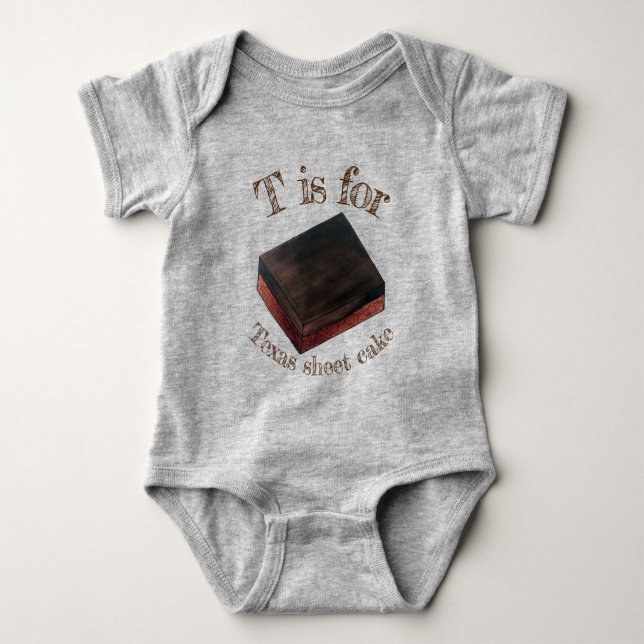Body Para Bebê T é para Comida de Texanos do Texas Sheet Cake Sli (Frente)