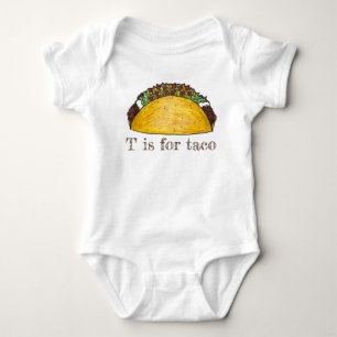 Body Para Bebê T é para Taco Comida mexicana alfabeto - Letra T