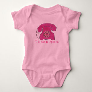 Body Para Bebê T é para Telefone cor-de-rosa rotacional telefônic