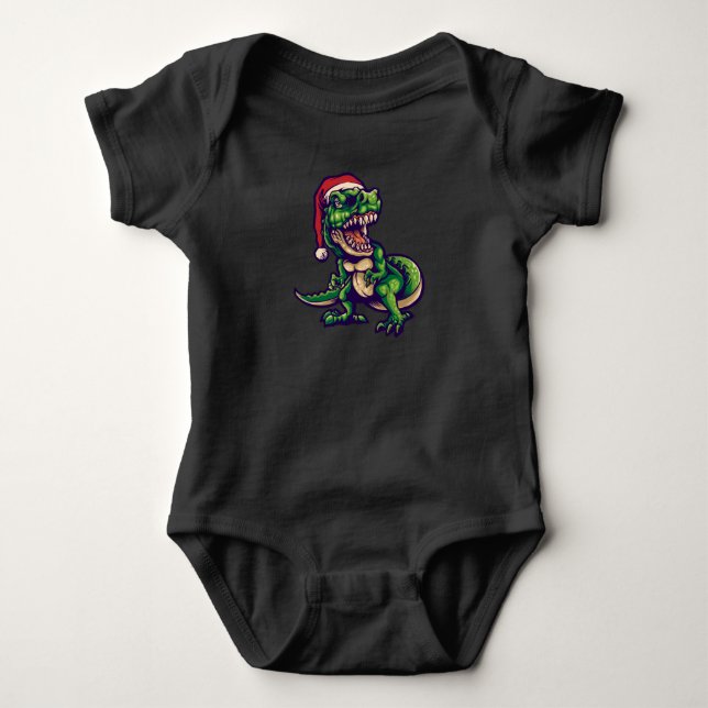 Body Para Bebê T-rex Dinossauro de Natal | Design de Dinossauro (Frente)