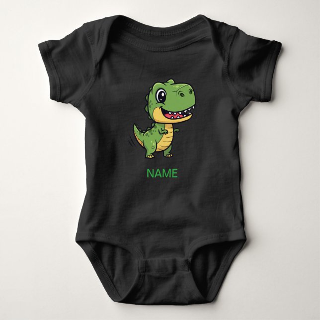 Body Para Bebê T-Rex Dinossauros de T-Rex-Cartoon Bonito (Frente)