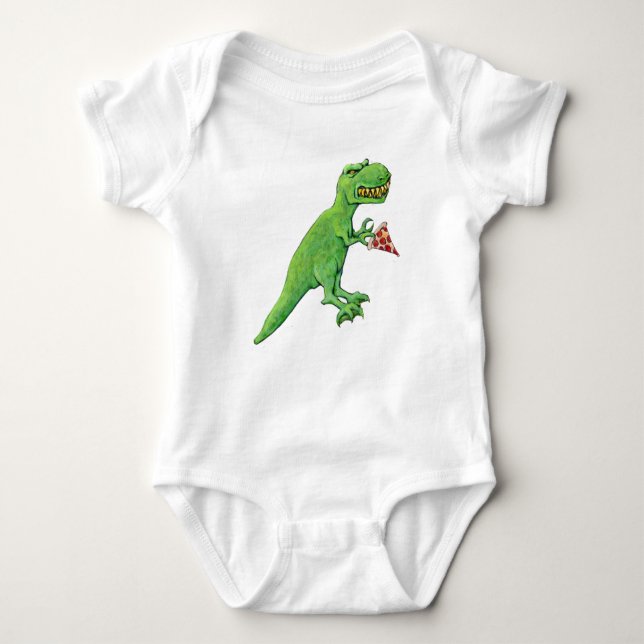 Body Para Bebê T-Rex e Pizza (Frente)