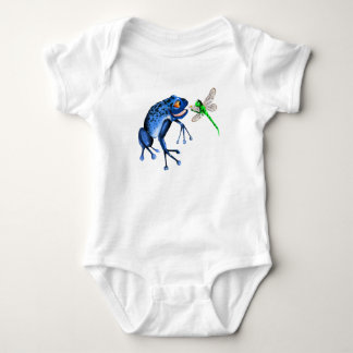Body Para Bebê T-shirt azul do sapo e da libélula