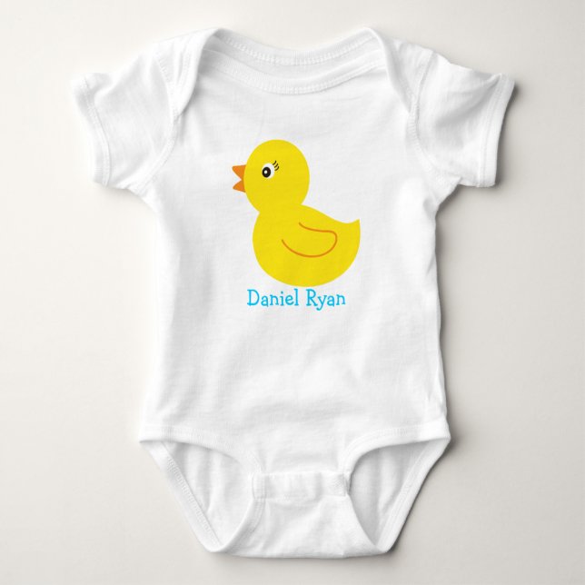 Body Para Bebê T-Shirt Bebê Personalizado Pato de Borracha (Frente)