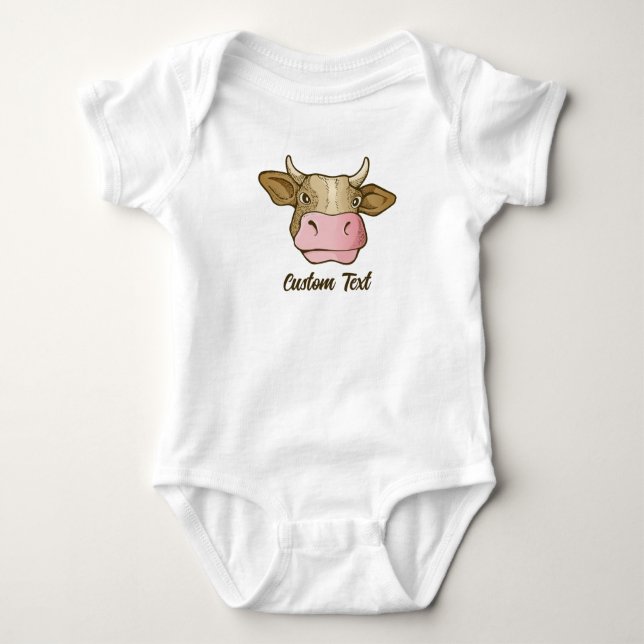 Body Para Bebê T-Shirt Cabeça de Vaca (Frente)