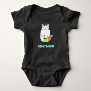 Body Para Bebê T-Shirt com gato-do-arco-íris de metal pesado eng