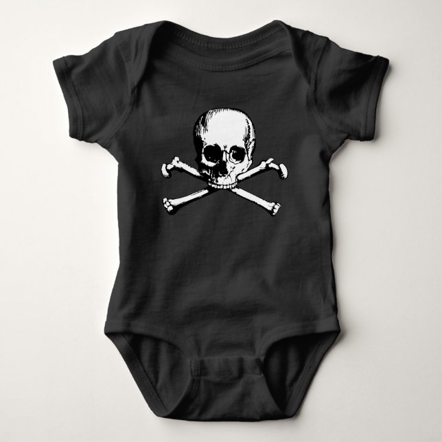 Body Para Bebê T-Shirt Crânio E Crossbones (Frente)