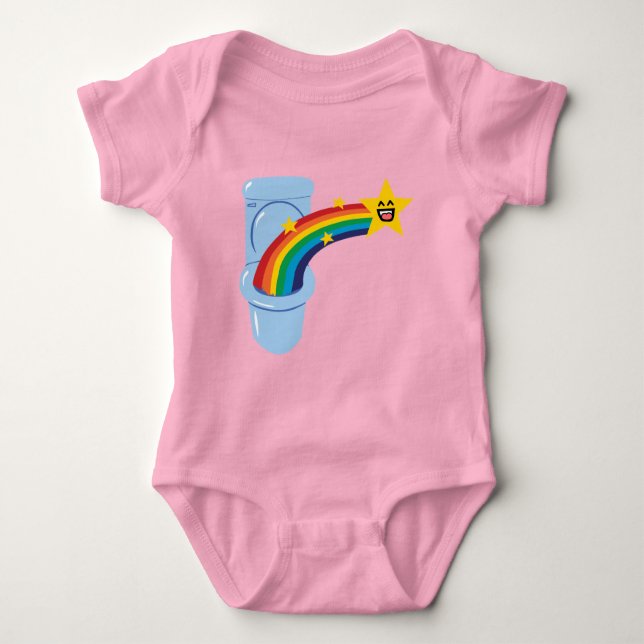 Body Para Bebê T-Shirt Criança Arco-Íris de Banheiro (Frente)