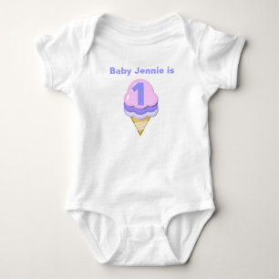 Body Para Bebê T-shirt customizável do aniversário do cone do