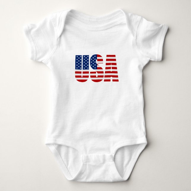 Body Para Bebê T-shirt da bandeira dos EUA (Frente)