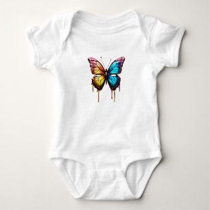 Body Para Bebê T-Shirt da Borboleta-Arco-Íris