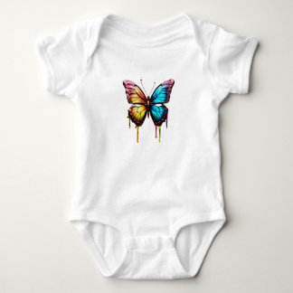 Body Para Bebê T-Shirt da Borboleta-Arco-Íris