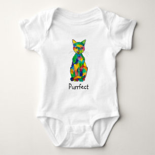 Body Para Bebê T-shirt da criança de Purrfect do gato do