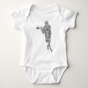 Body Para Bebê T-shirt da tipografia do jogador do Lacrosse