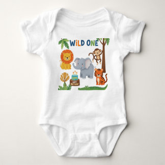 Body Para Bebê T-shirt d'anniversaire Safari