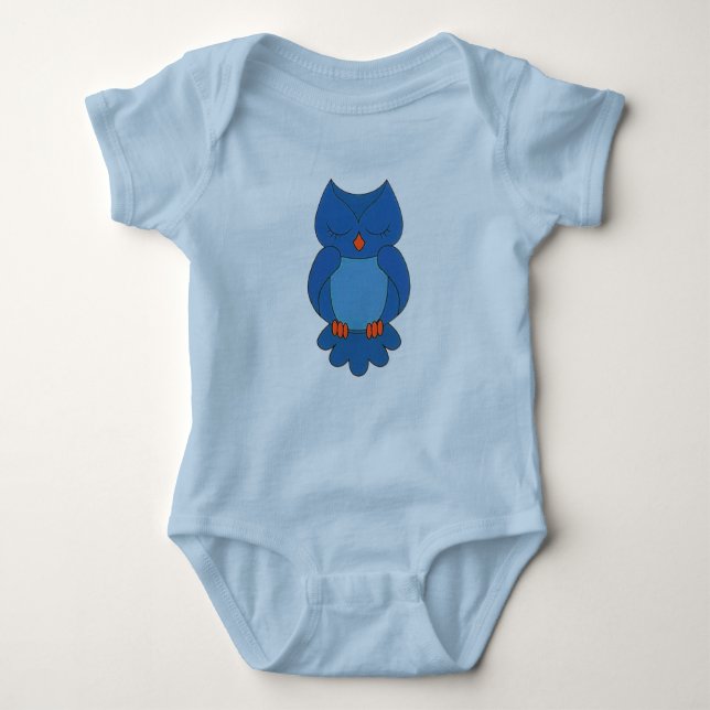 Body Para Bebê T-Shirt de coruja azul (Frente)