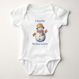 Body Para Bebê T-Shirt de Natal Bonito Snowman de inverno