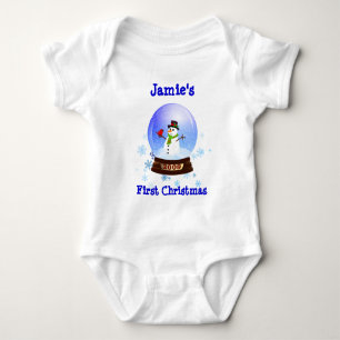 Body Para Bebê T-shirt de Snowglobe do Natal do bebê primeiro