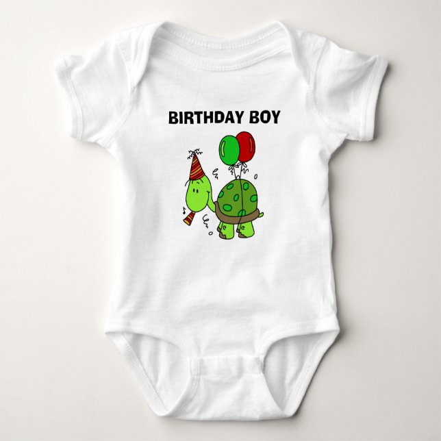 Body Para Bebê T-shirt de tartaruga de aniversário personalizada (Frente)