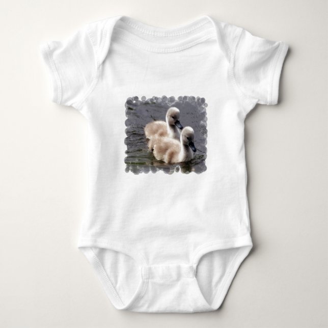 Body Para Bebê T-shirt do bebê das cisnes do bebê (Frente)