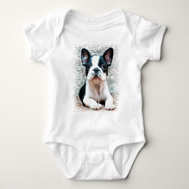 Body Para Bebê T-shirt do bebê do buldogue francês (Frente)