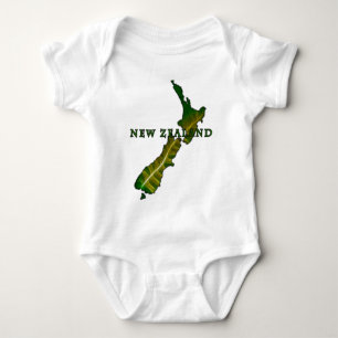 Body Para Bebê T-shirt do mapa da samambaia de Nova Zelândia