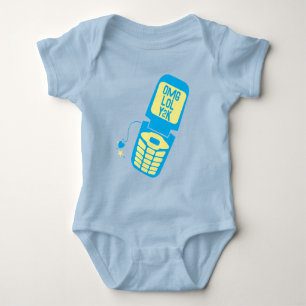 Body Para Bebê T-Shirt do Sacudir Azul Retroativo