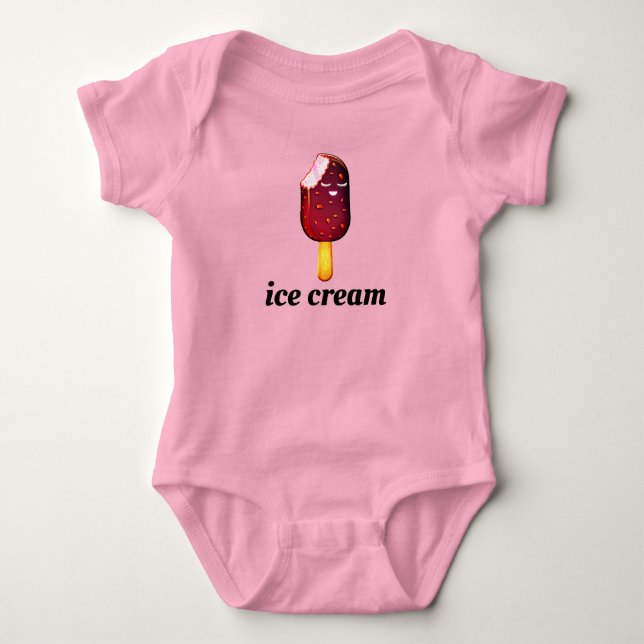 Body Para Bebê T-shirt do sorvete (Frente)
