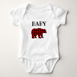 Body Para Bebê T-Shirt do Urso de Bebê Xadrez de Buffalo