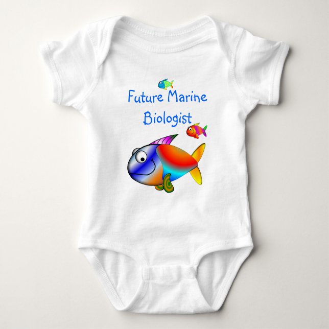 Body Para Bebê T-shirt dos PEIXES dos miúdos "EU AMO" (Frente)