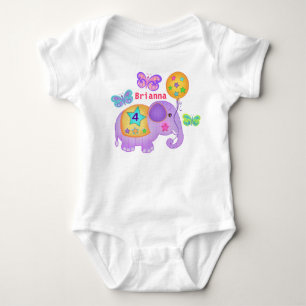 Body Para Bebê T-shirt feito sob encomenda do elefante do