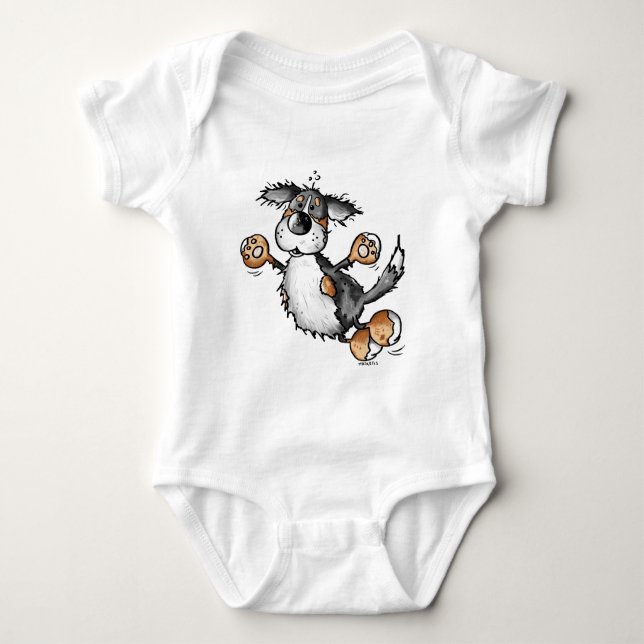 Body Para Bebê T-shirt feliz dos desenhos animados do cão de (Frente)