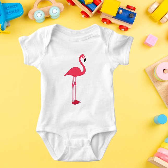 Body Para Bebê T-Shirt Flamingo Rosa (Pink Flamingo T-Shirt Baby Bodysuit)