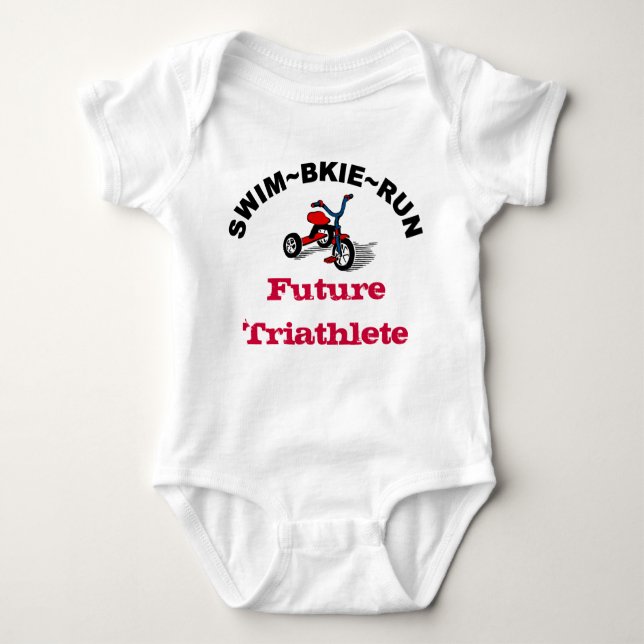 Body Para Bebê T-shirt futuro do bebê de Swim~Bike~Run Triathlete (Frente)
